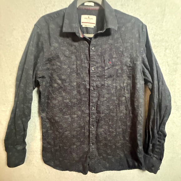 Cool Colors Other - Cool Colors Casuals Mens Slim Fit Premium Cotton Navy Geometric Shirt Large 40CM